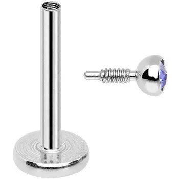 18 Gauge 5/16 Tanzanite 2mm CZ Gem Internally Threaded Labret