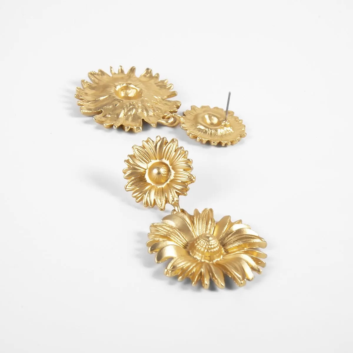 18K Gold-Plated Floral Dual-Mum Drop Earrings