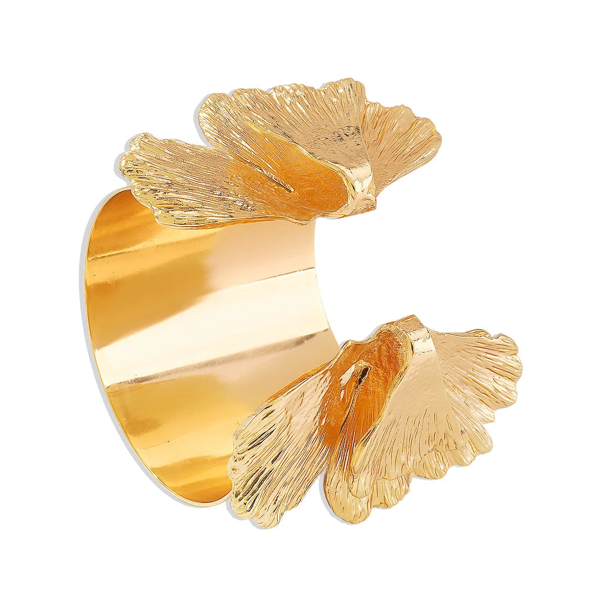 18K Gold-Plated Ginkgo Leaves Cuff