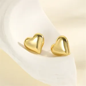 18K Gold-Plated Heart Stud Earrings