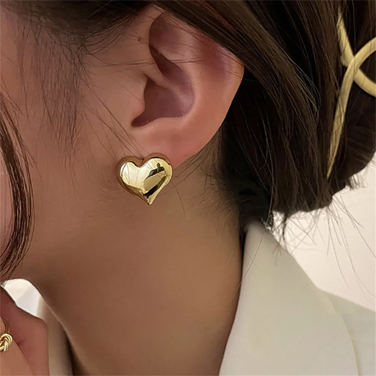 18K Gold-Plated Heart Stud Earrings