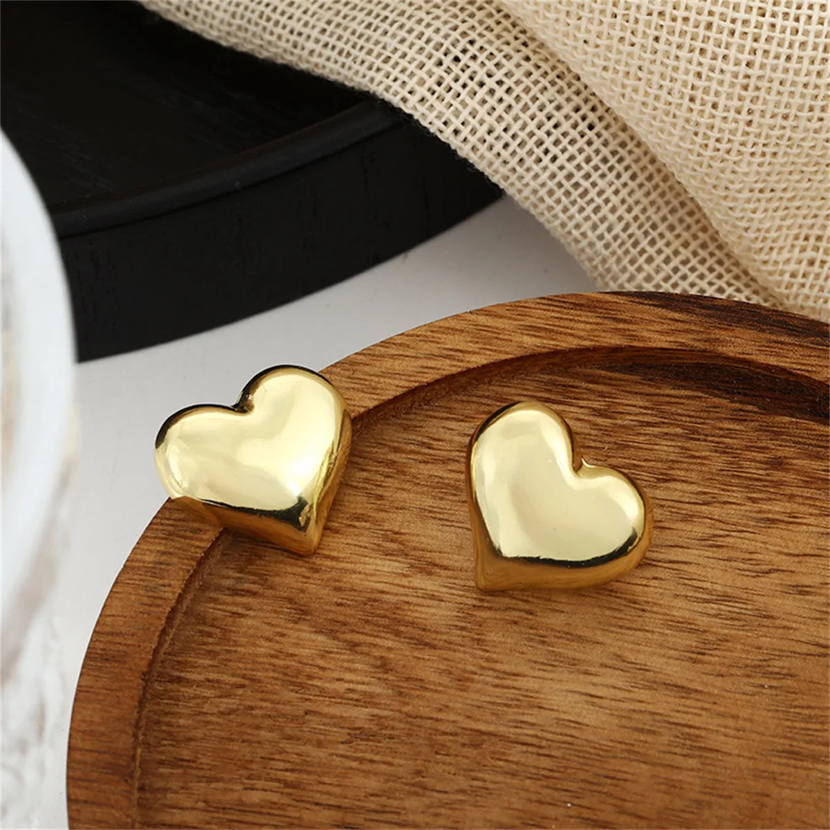 18K Gold-Plated Heart Stud Earrings