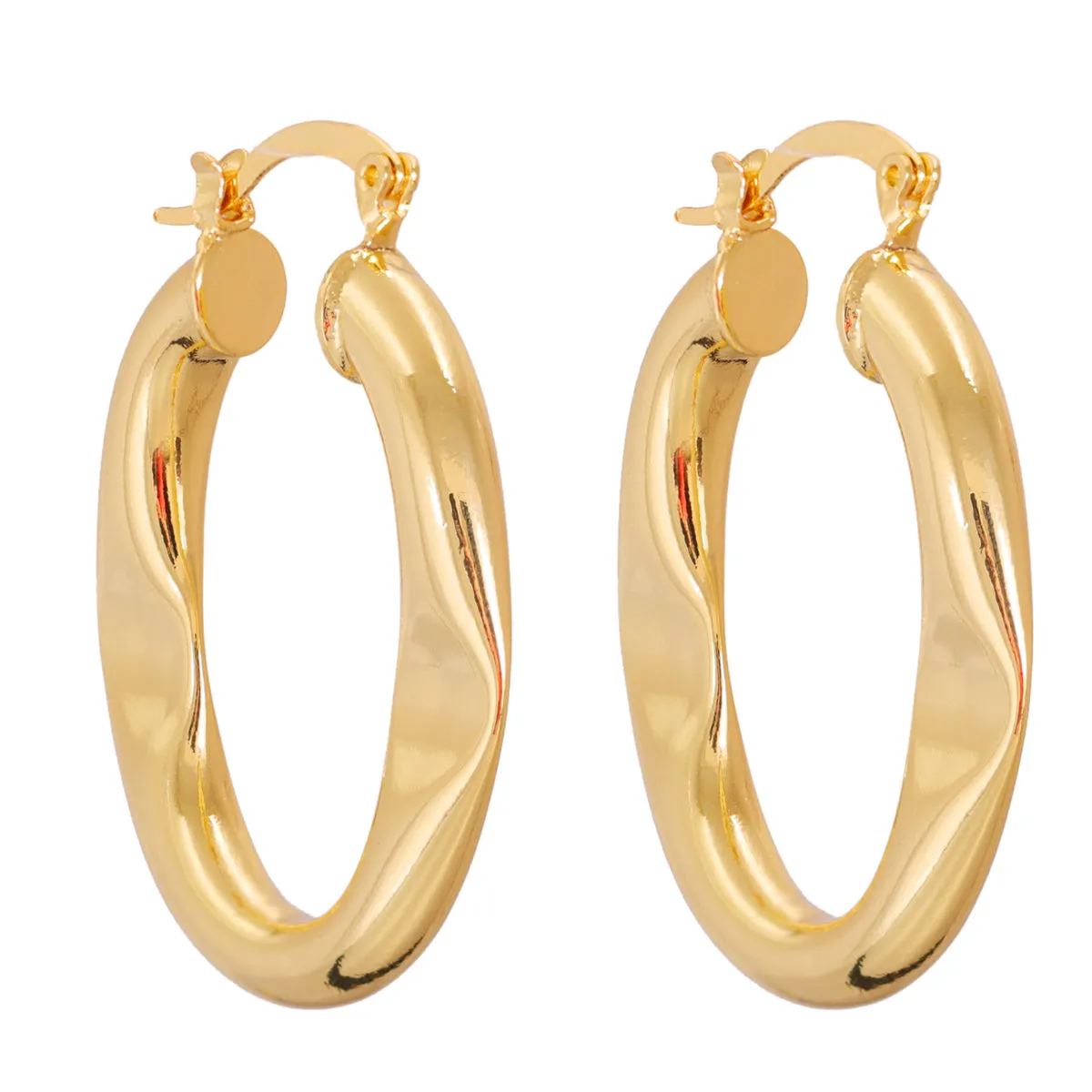 18K Gold-Plated Indented Hoop Earrings
