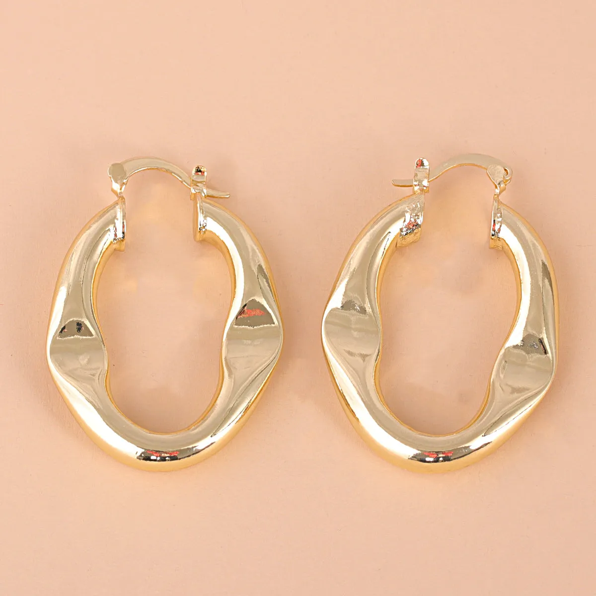18K Gold-Plated Indented Hoop Earrings