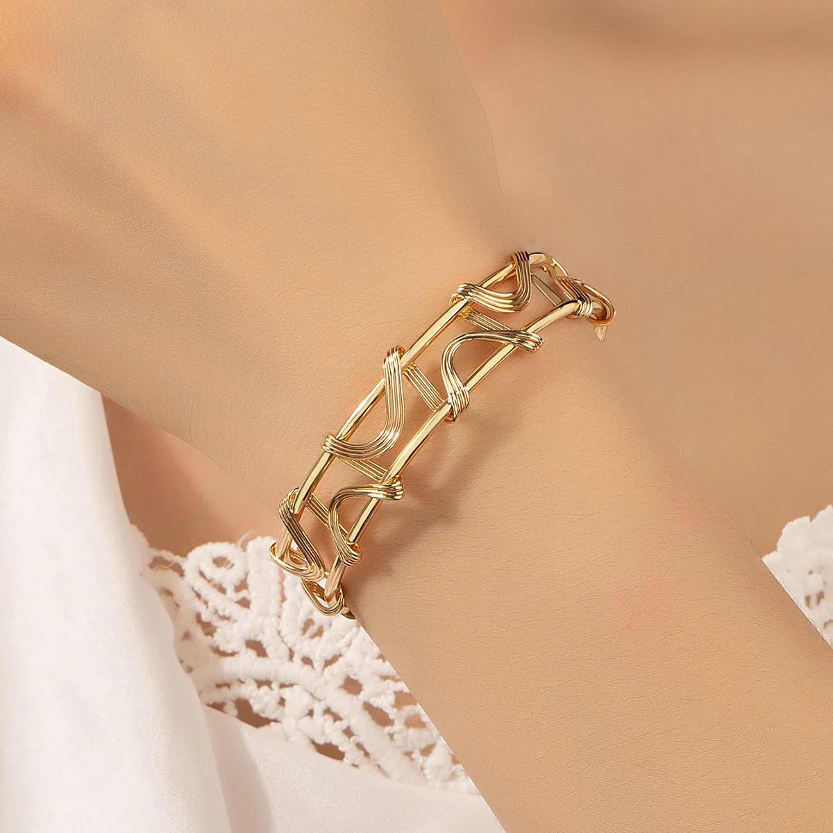 18K Gold-Plated Rattan Cuff