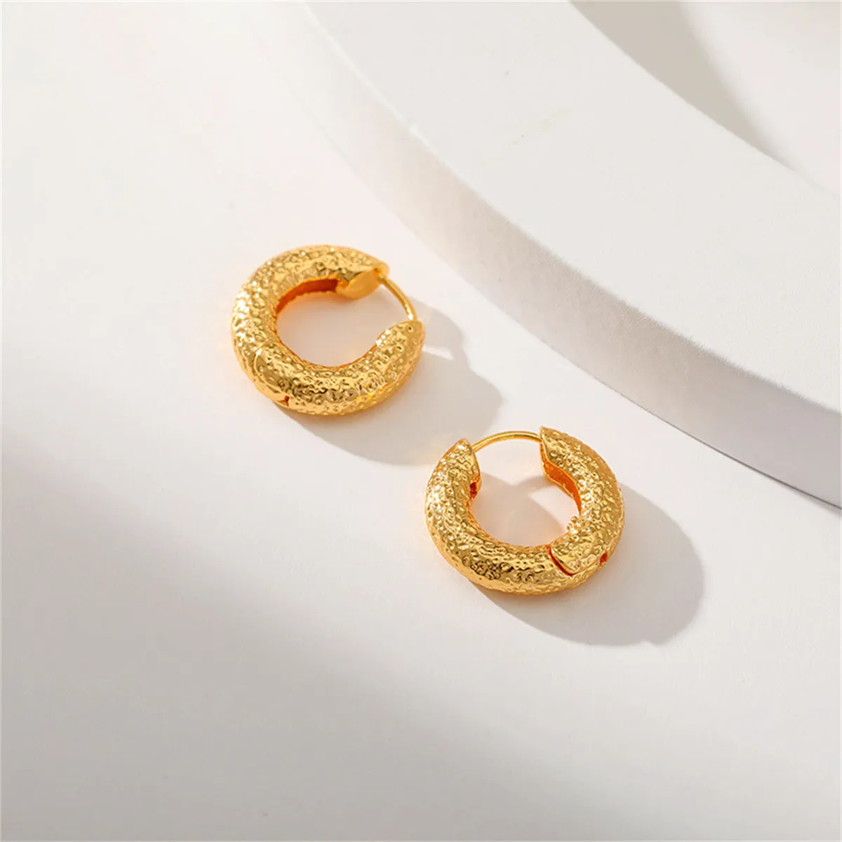 18K Gold-Plated Rugged Huggie Earrings