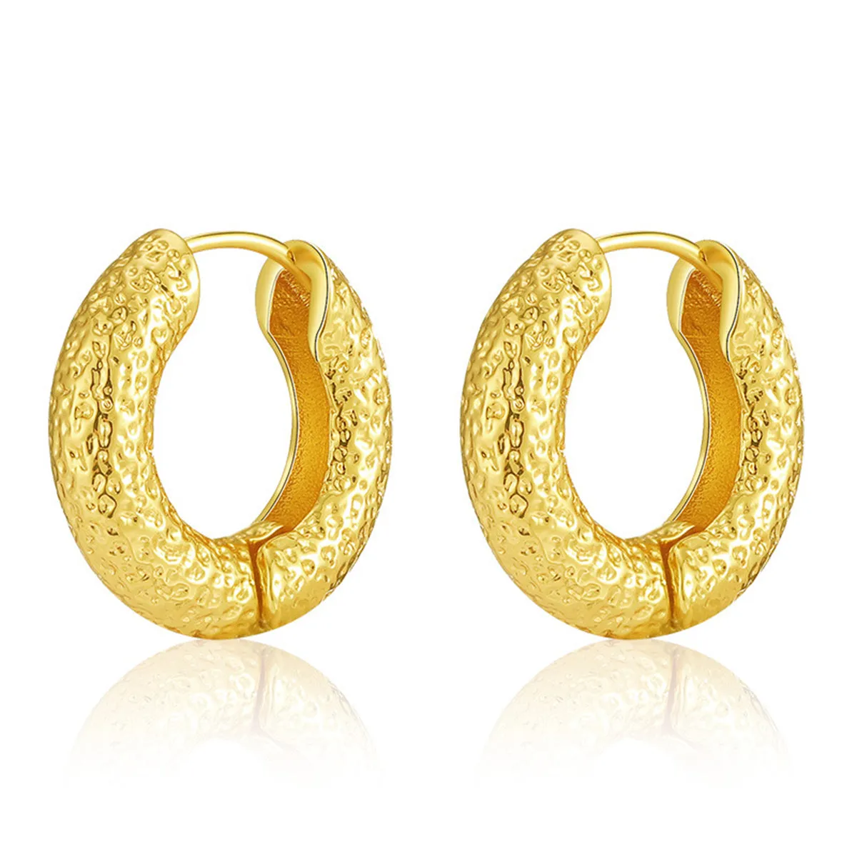 18K Gold-Plated Rugged Huggie Earrings