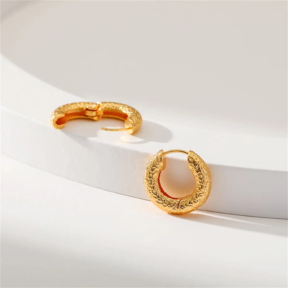 18K Gold-Plated Rugged Huggie Earrings