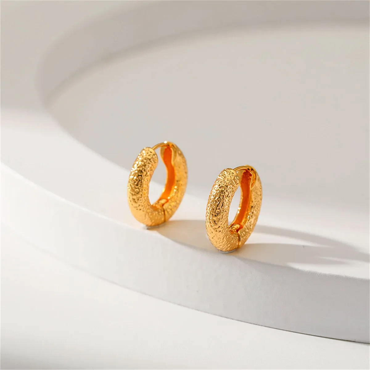 18K Gold-Plated Rugged Huggie Earrings