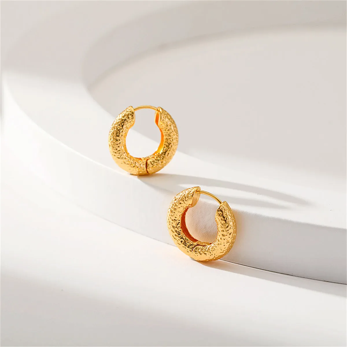 18K Gold-Plated Rugged Huggie Earrings
