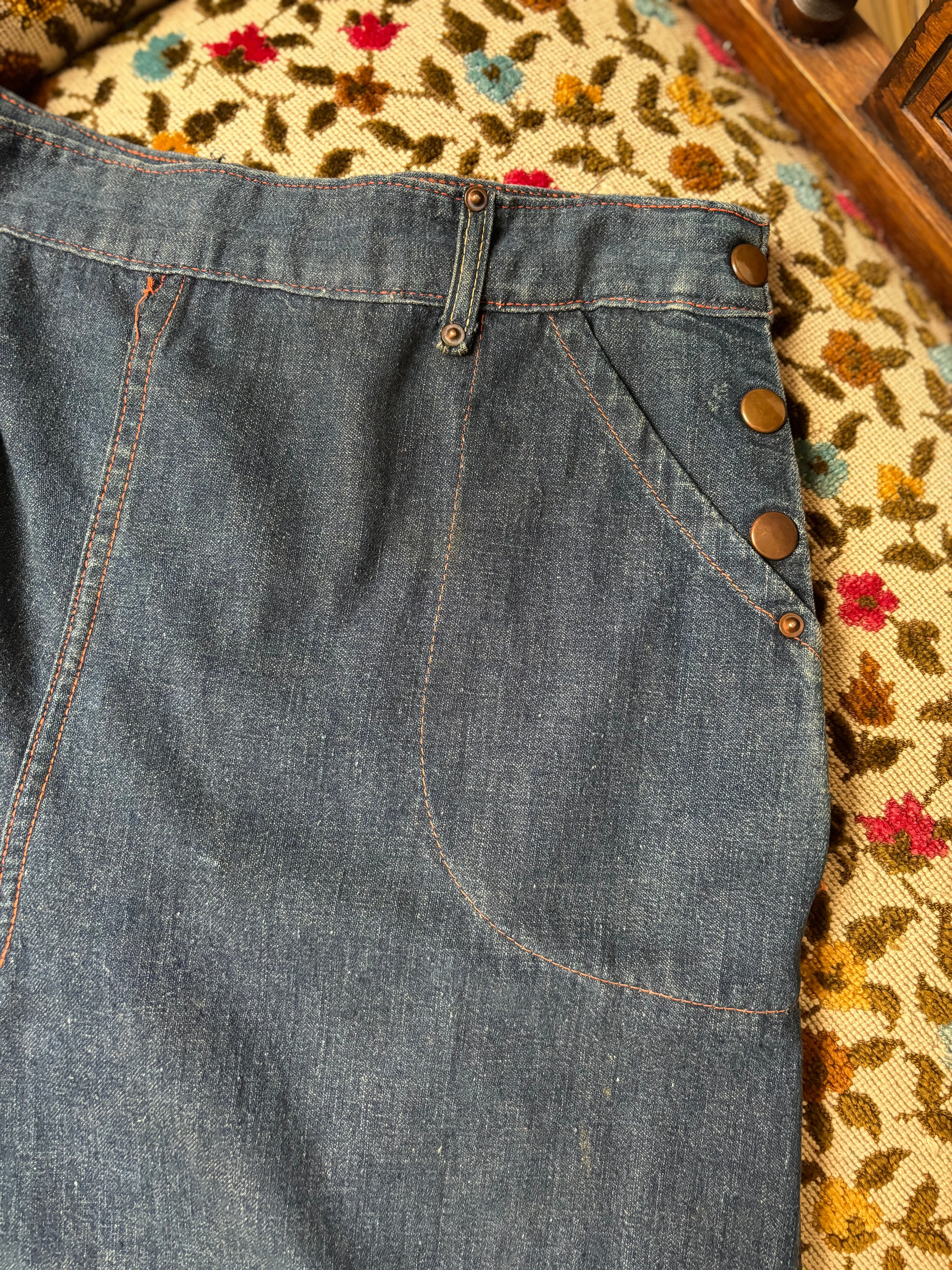 1950s Side Button/ Snap Worn In Jeans