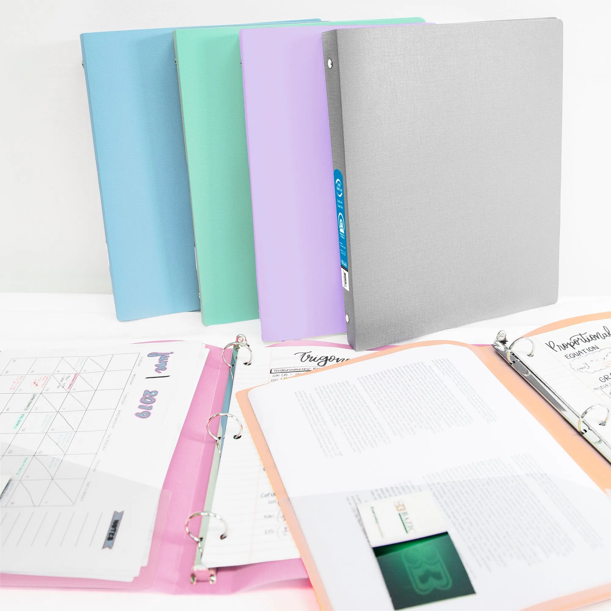 1" Pastel Color Poly 3-Ring Binder w/ Pocket