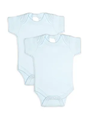 2 Pack - 100% Cotton Blue Short Sleeved Bodysuits