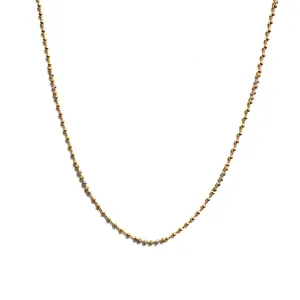 22K Yellow and White Gold Beaded Fancy Necklace 18"