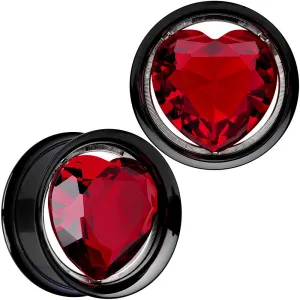 25mm Red Heart Black Anodized Titanium Internally Threaded Plug Set