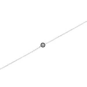 27cm Sterling Silver White and Blue Cubic Zirconia Evil Eye Anklet