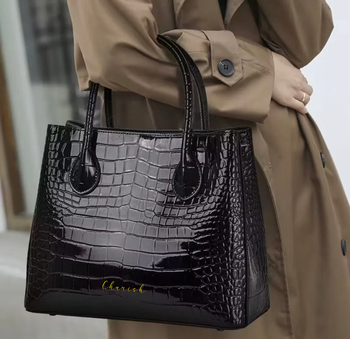 28cm Crocodile Pattern - Cowhide Leather Tote