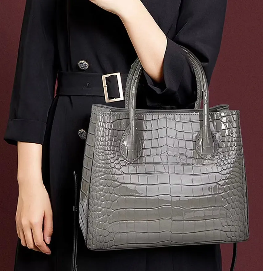 28cm Crocodile Pattern - Cowhide Leather Tote