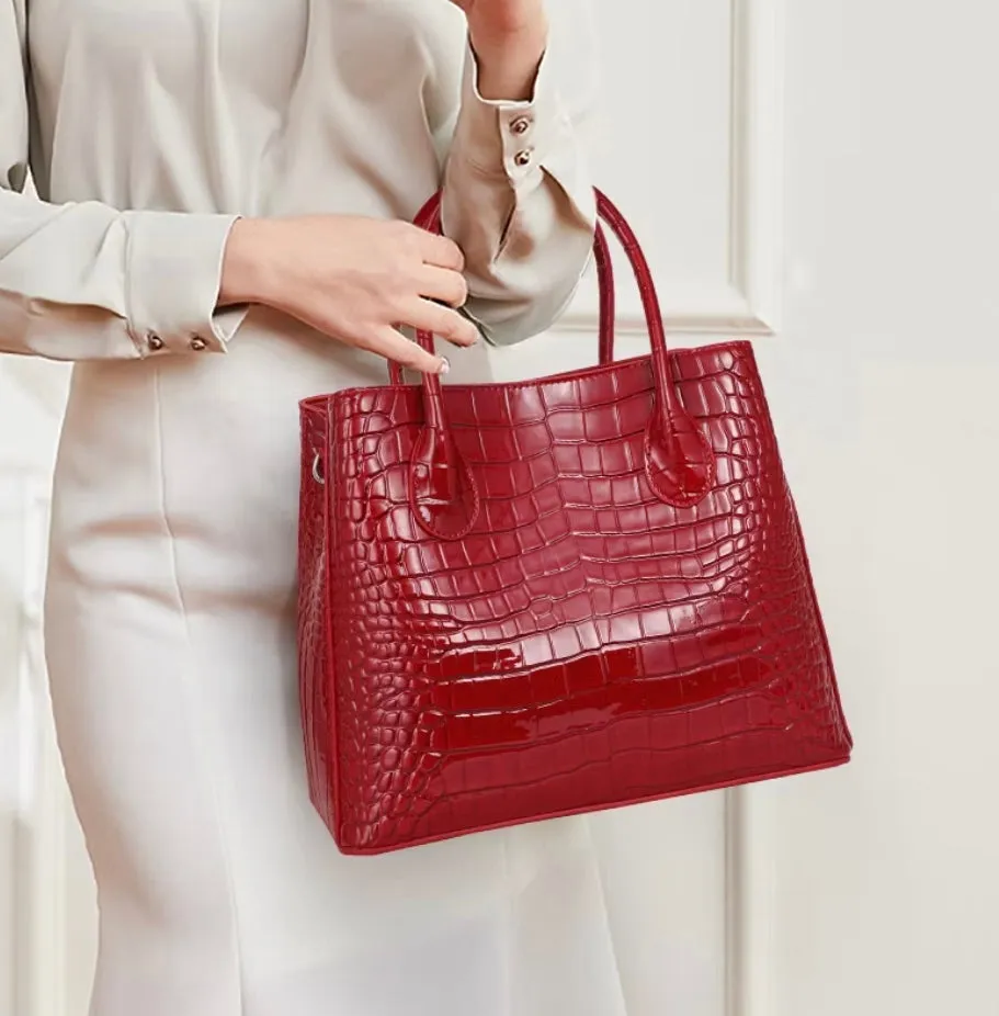 28cm Crocodile Pattern - Cowhide Leather Tote