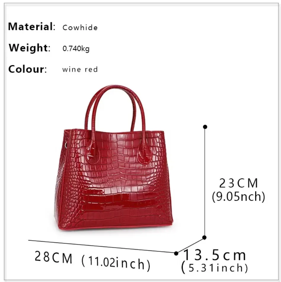 28cm Crocodile Pattern - Cowhide Leather Tote