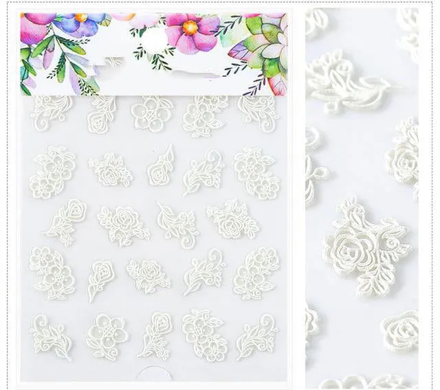 3D Embossed Flower Leaf Nail Sticker Decals