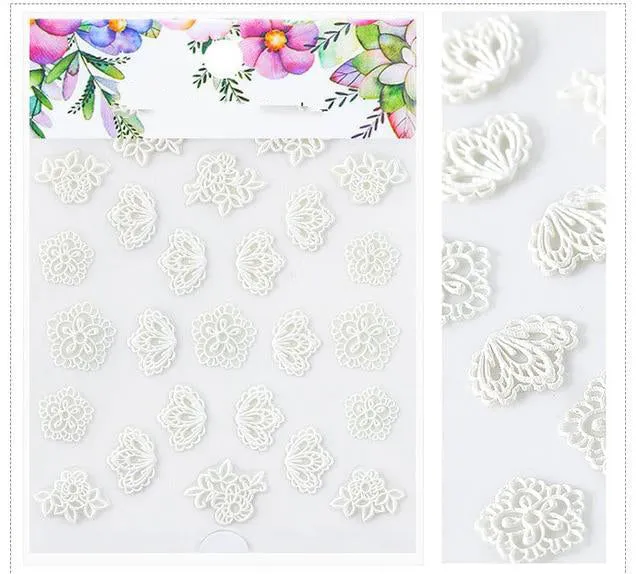 3D Embossed Flower Leaf Nail Sticker Decals