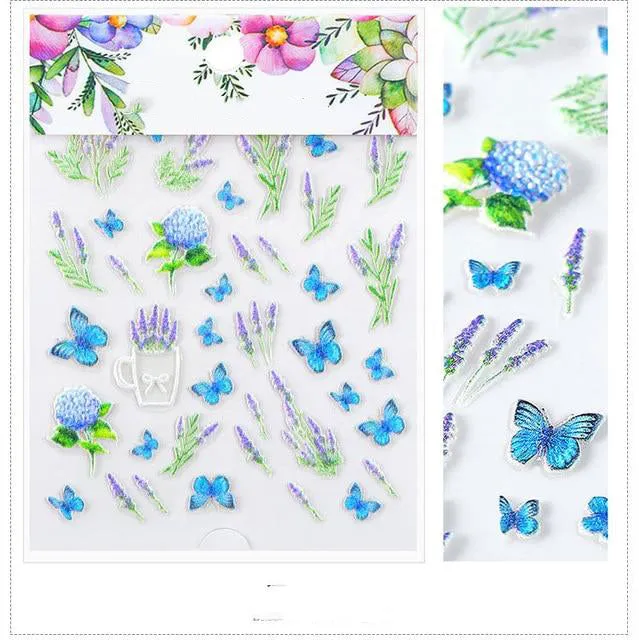 3D Embossed Flower Leaf Nail Sticker Decals