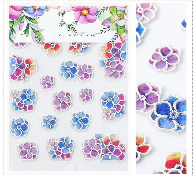 3D Embossed Flower Leaf Nail Sticker Decals