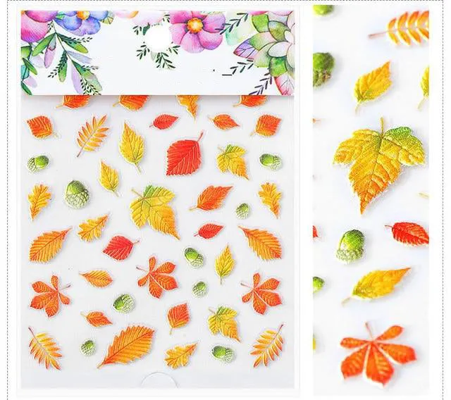 3D Embossed Flower Leaf Nail Sticker Decals