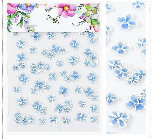 3D Embossed Flower Leaf Nail Sticker Decals