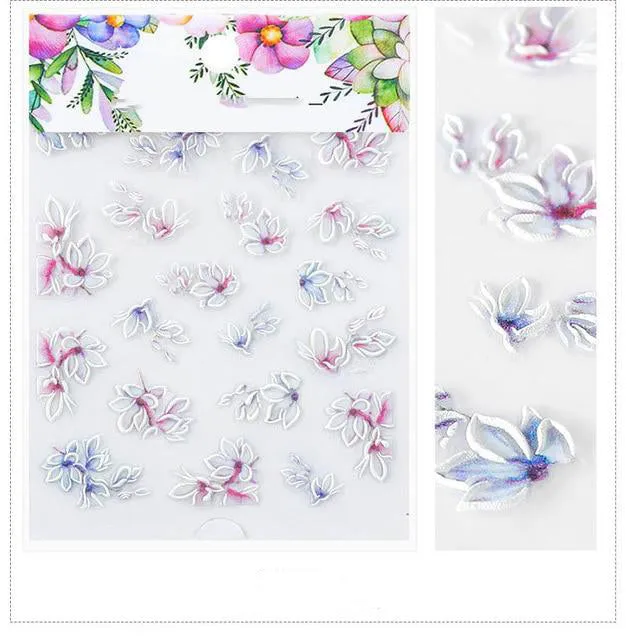 3D Embossed Flower Leaf Nail Sticker Decals