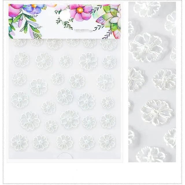 3D Embossed Flower Leaf Nail Sticker Decals