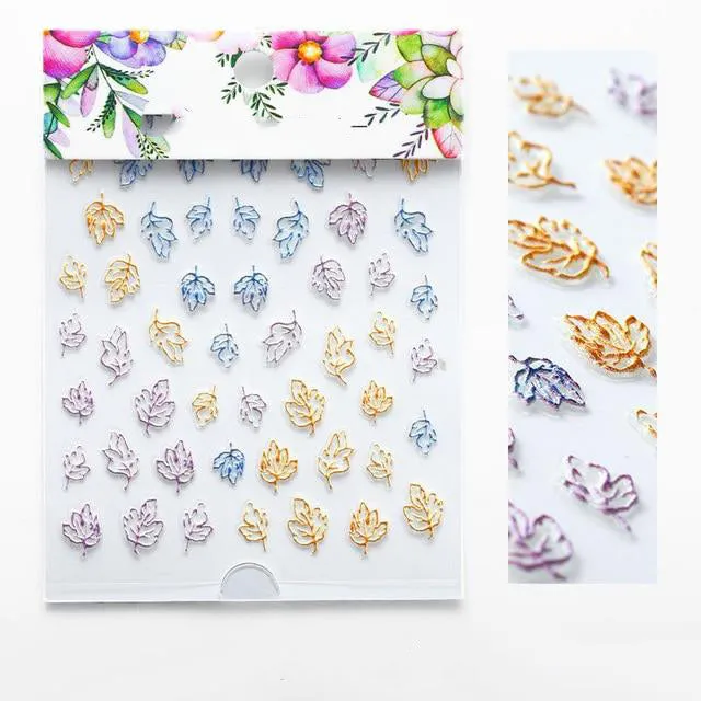 3D Embossed Flower Leaf Nail Sticker Decals