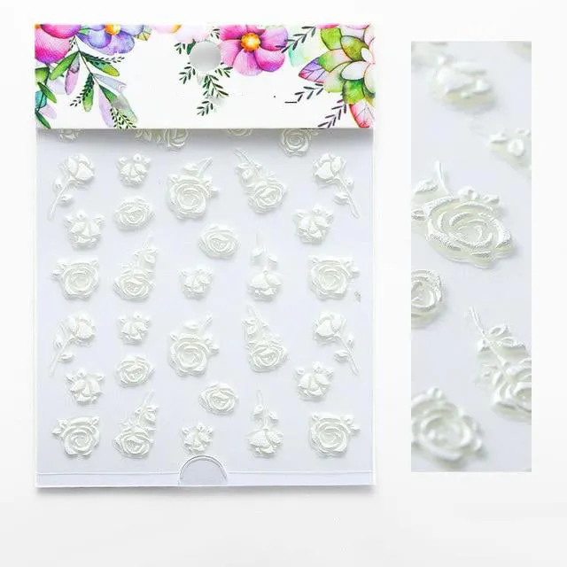 3D Embossed Flower Leaf Nail Sticker Decals