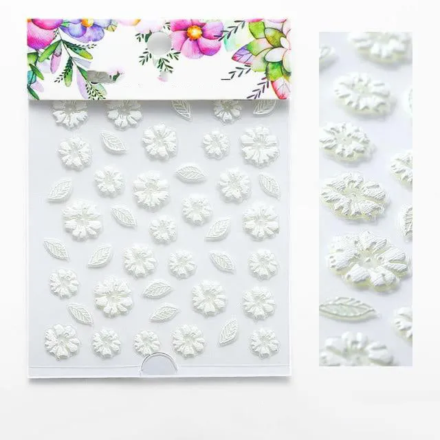 3D Embossed Flower Leaf Nail Sticker Decals