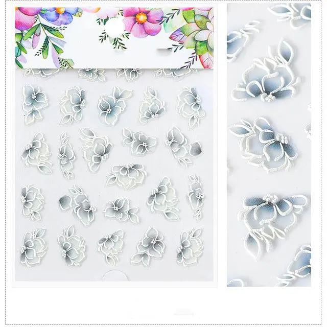 3D Embossed Flower Leaf Nail Sticker Decals