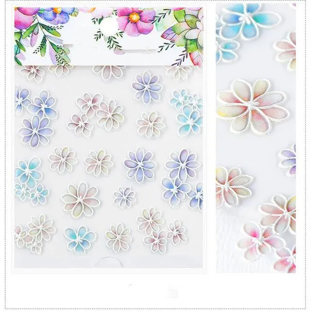 3D Embossed Flower Leaf Nail Sticker Decals