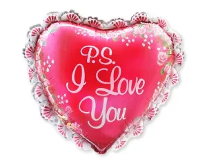 5 Pcs 26'' Laced Heart Shaped Foil Mylar Balloon - Red