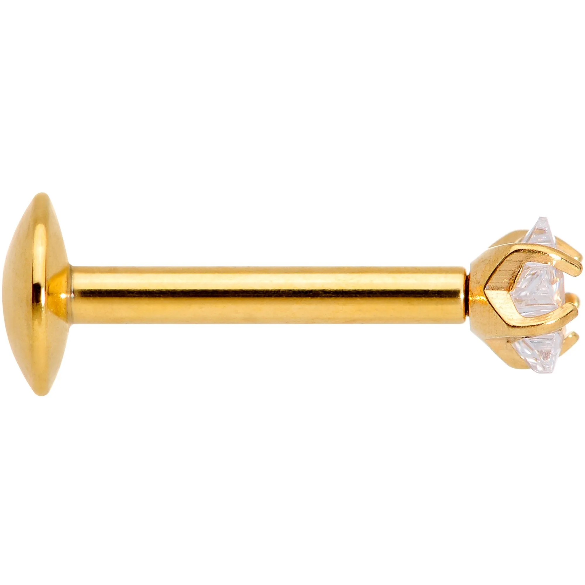 5/16 Clear Star CZ Gem Gold PVD Internally Threaded Labret Monroe