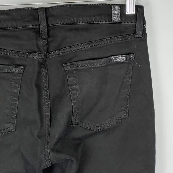 7 For All Mankind Womens Gwenevere Ankle Skinny Jeans Black Raw Step Hem size 30