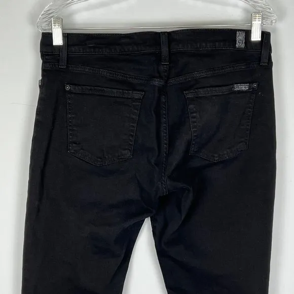 7 For All Mankind Womens Gwenevere Ankle Skinny Jeans Black Raw Step Hem size 30