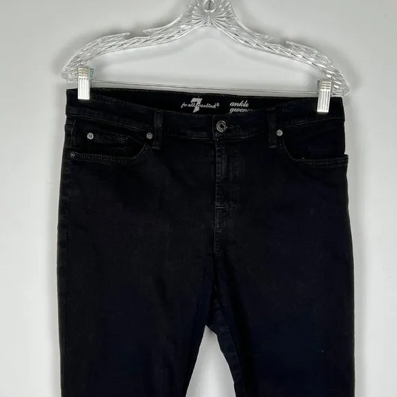 7 For All Mankind Womens Gwenevere Ankle Skinny Jeans Black Raw Step Hem size 30