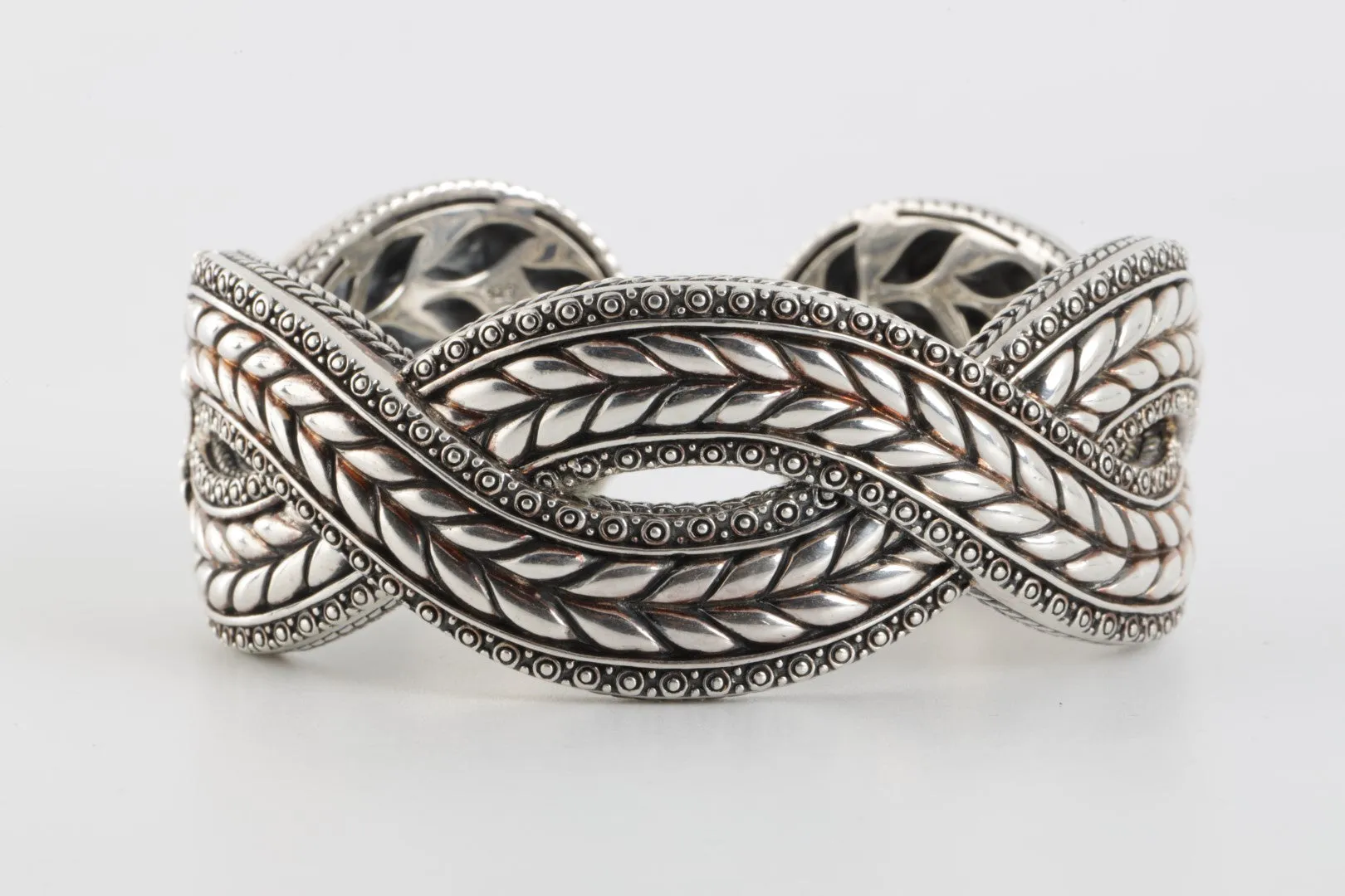 7" JAI 925 Silver Bold Journey Cuff Bracelet (91.41g.)