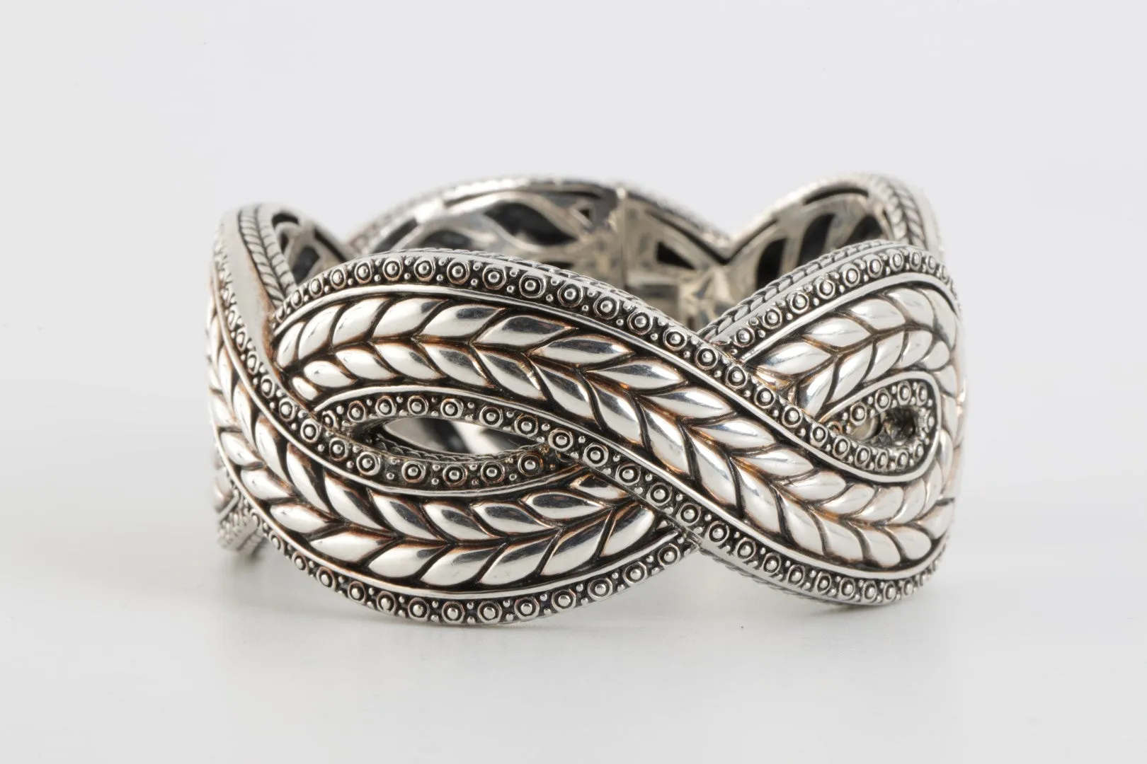 7" JAI 925 Silver Bold Journey Cuff Bracelet (91.41g.)
