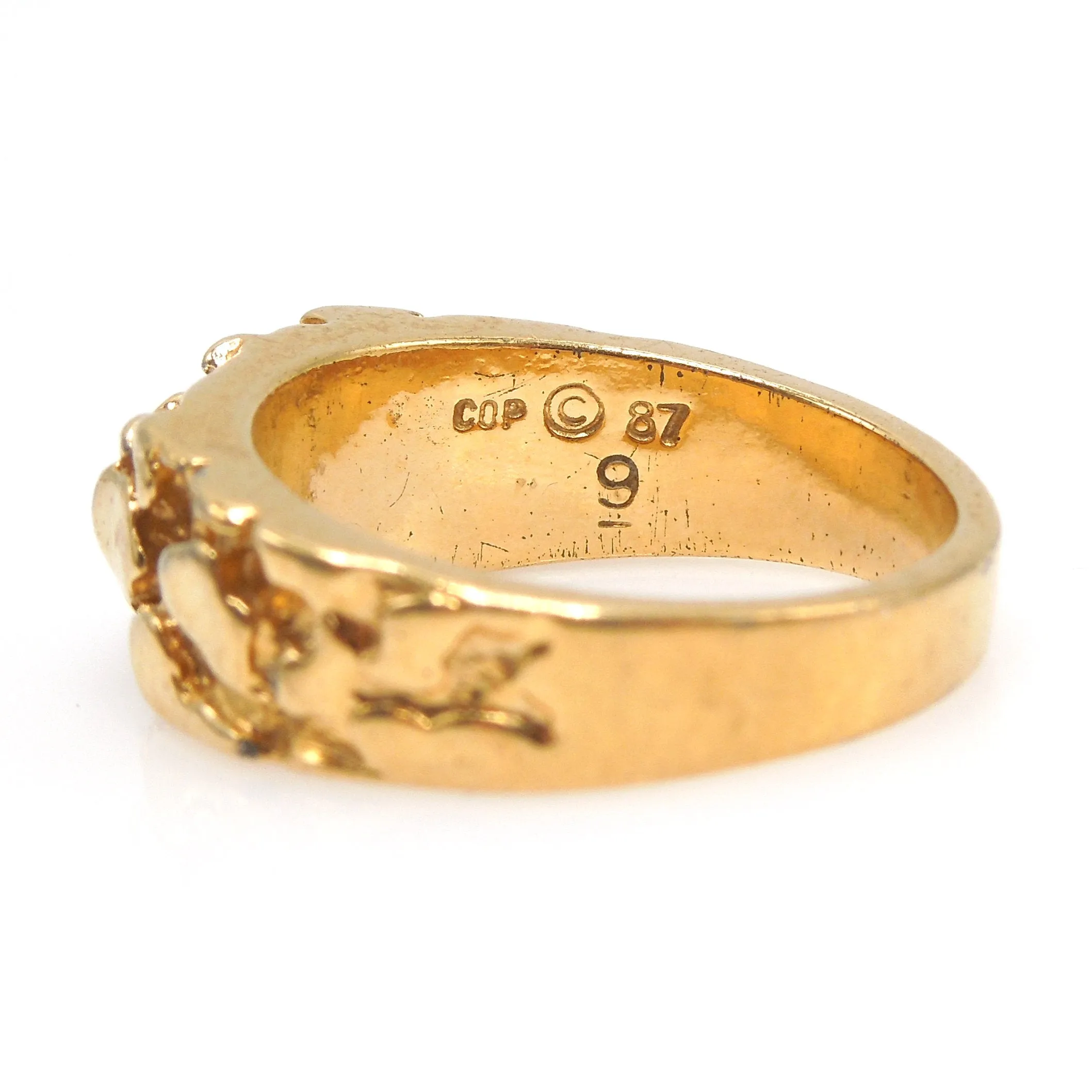 8.5mm Wide Gents Nugget Style Yellow Gold Ring
