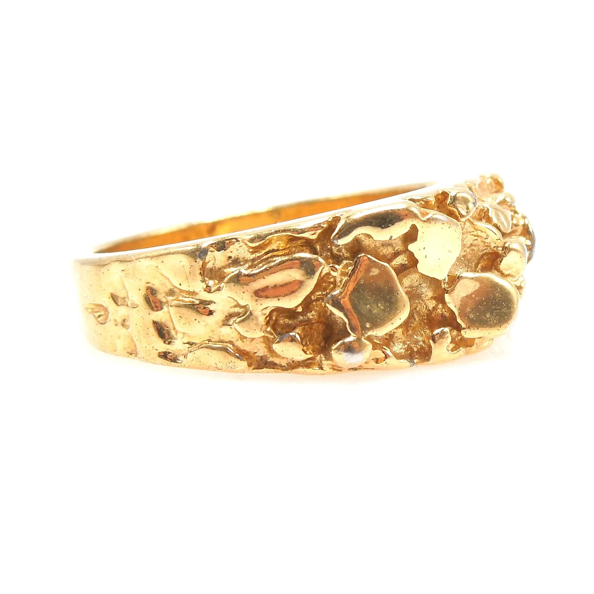8.5mm Wide Gents Nugget Style Yellow Gold Ring