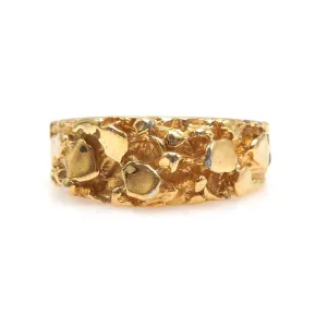 8.5mm Wide Gents Nugget Style Yellow Gold Ring