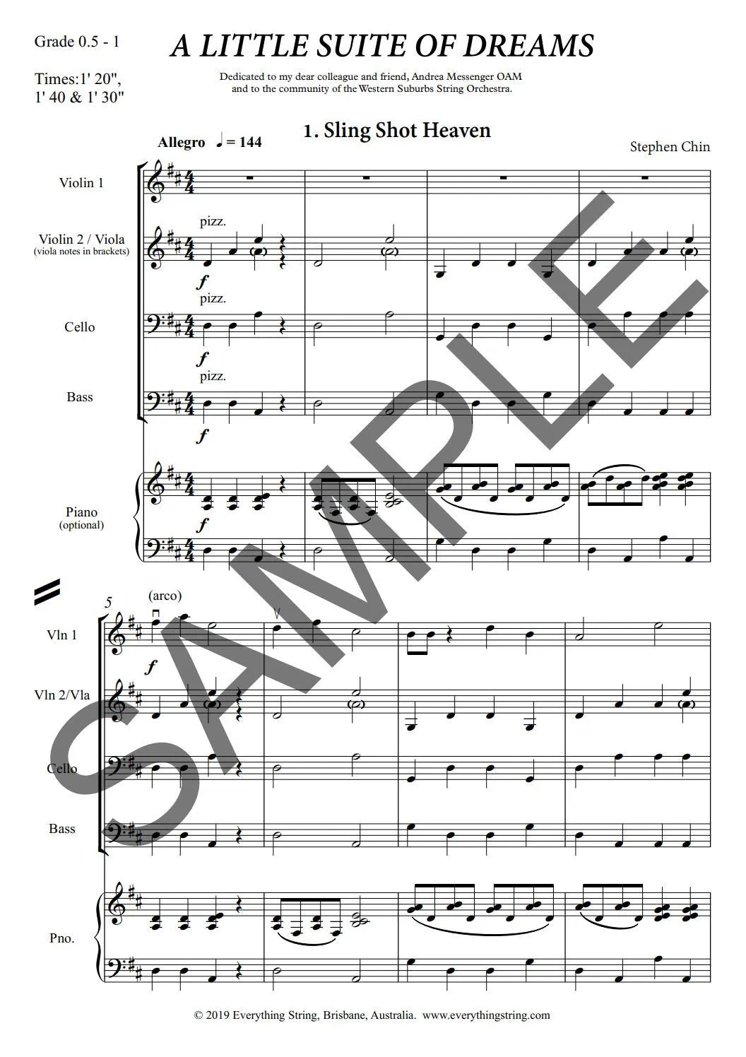 A Little Suite of Dreams (Stephen Chin) for String Orchesta