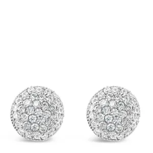 Absolute Silver Sparkle Button Style Earrings