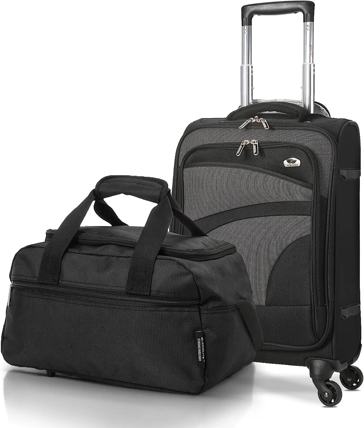 Aerolite Lightweight 55cm 4 Wheel Travel Carry On Hand Cabin Luggage Suitcase Navy Blue Plum Approved for easyJet British Airways Ryanair and More
